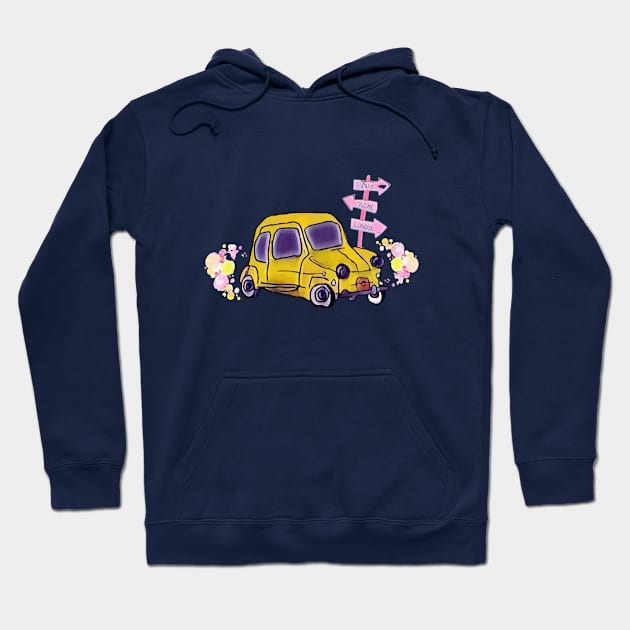 Cartoon Car (Fiat 600) Hoodie by RetroTjoshak